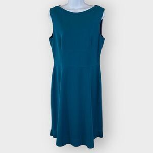Elie Tahari Womens Fit & Flare Dress | 14 | Turquoise | Scuba | Sleeveless